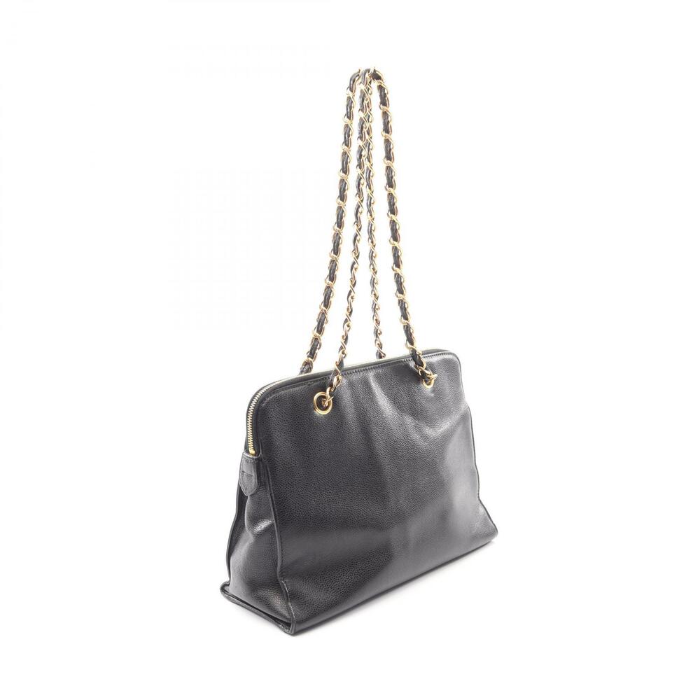 Chanel Coco Calfskin Caviar Shoulder Turnlock Black Bag Skin Grained Mark Black